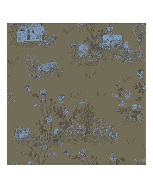 Beautiful bathroom covered with our woodlands wallpaper