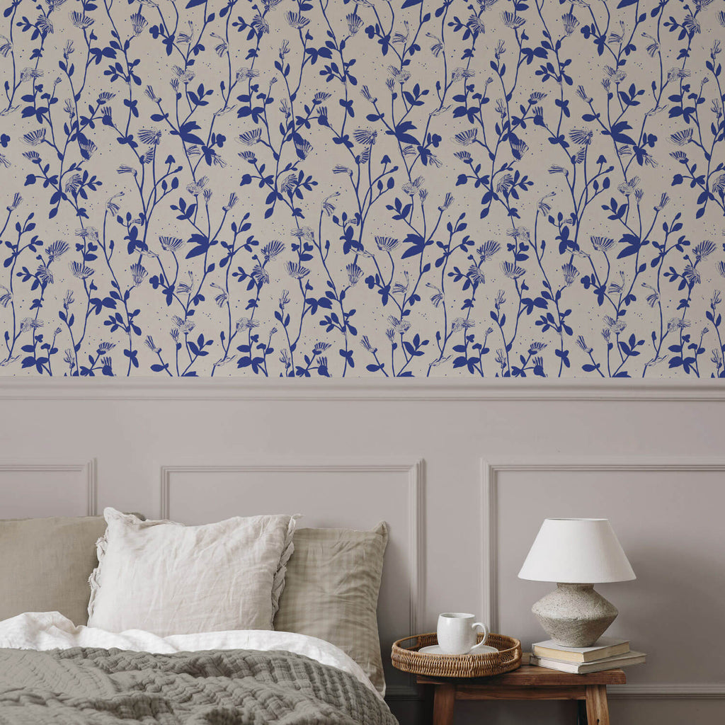 Feather Plant Wallpaper - Ultramarine – Sian Zeng