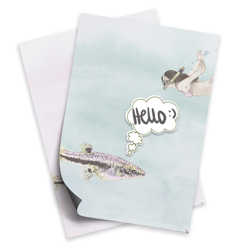 A4 magnetic wallpaper samples of Fish Blue and Pink with magnet