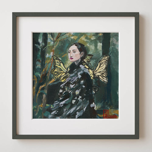 Original art painting by Sian Zeng female portrait with butterfly wings