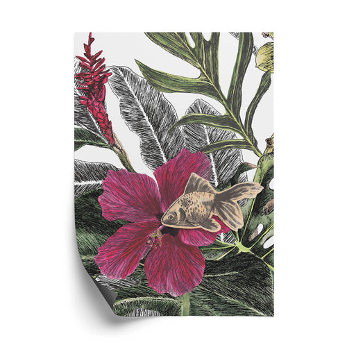 A4 magnetic wallpaper sample of Tropical Bloom with magnet