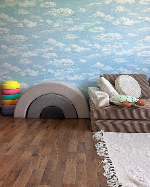 Papier peint des nuages bleus dans la maison de plage