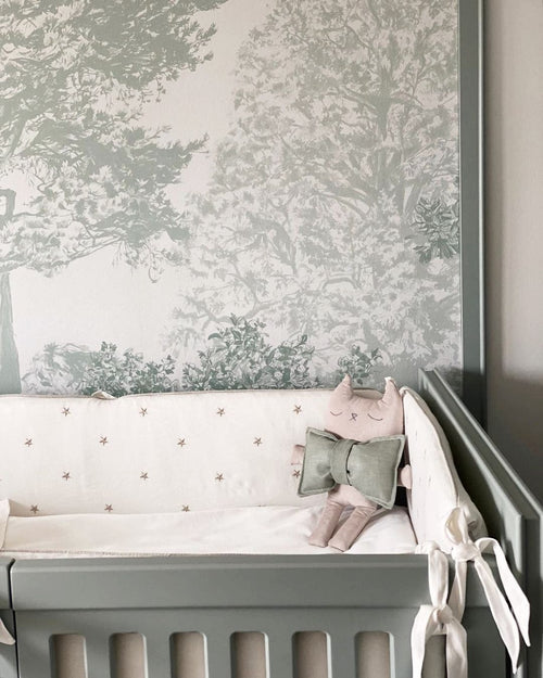 Hua Trees Green Mural Wallpaper Table com plantas Sian Zeng