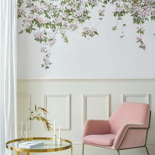 Clematis White Mural Wallpaper esquina de la esquina Sian Zeng