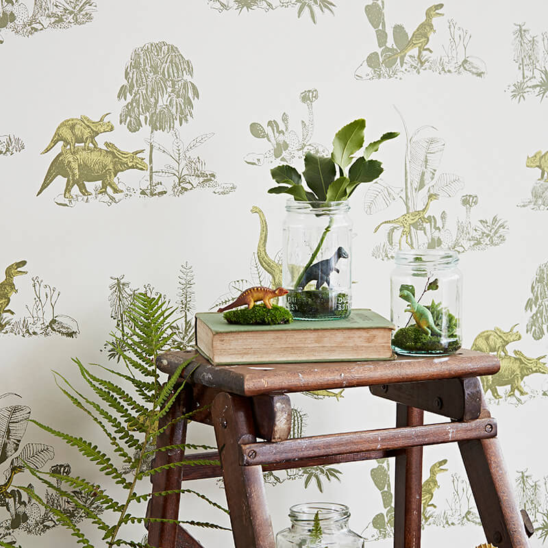 Dinosaur Wallpaper | Dino Collection in Yellow Green – Sian Zeng