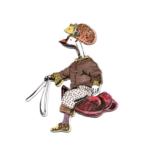 Fun Goose and Hedgehog Fridge Magnet. Designer.
