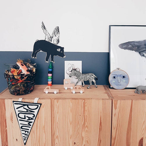 Fun Flying Pig Black Wall Sticker. Wall Art, Wall Decoration, Designer.