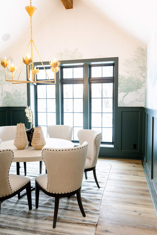 Hua Trees Green Mural Wallpaper Table com plantas Sian Zeng