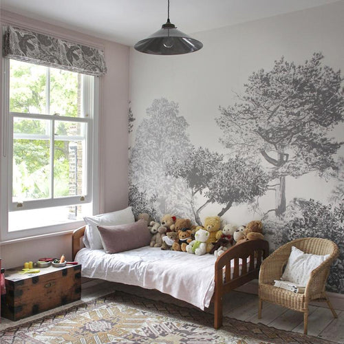 Hua Trees Grey Mural Wallpaper Bedroom Sian Zeng
