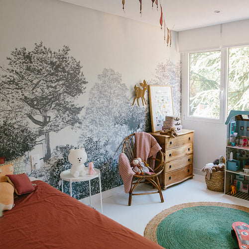Hua Trees Grey Mural Wallpaper Bedroom Sian Zeng