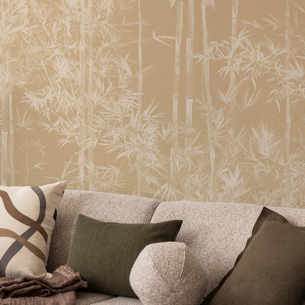 Bamboo Mural Wallpaper - Beige – Sian Zeng