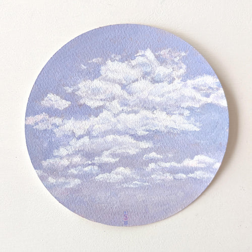 Clouds A original art round painting on light background