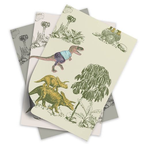 A4 magnetiska tapeterprover av dino gul grön, rosa grön och grå med magnet