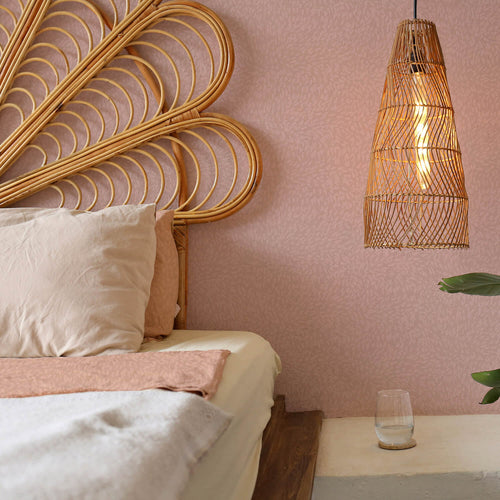 pink textured dots wallpaper in bedroom