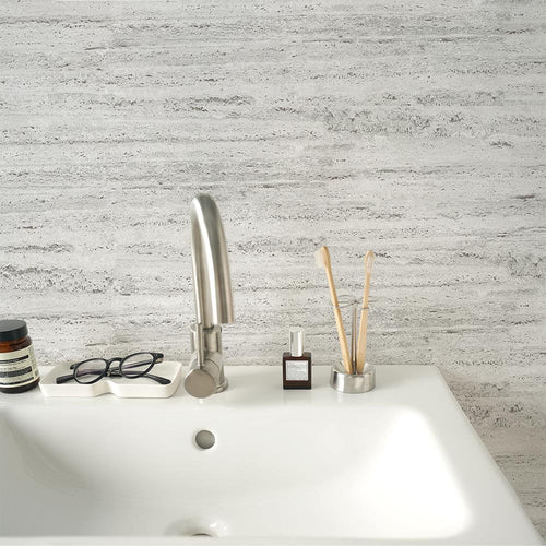 Travertine stone effect peel and stick wallpaper Easy Wall Tape in bathroom
