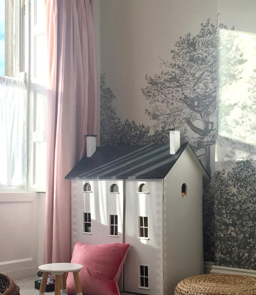 Hua Trees Grey Mural Wallpaper bedroom Sian Zeng