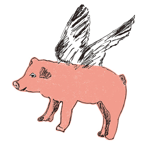 Fun Flying Pig Pink Wall Sticker. Wall Art, Wall Decoration, Designer.