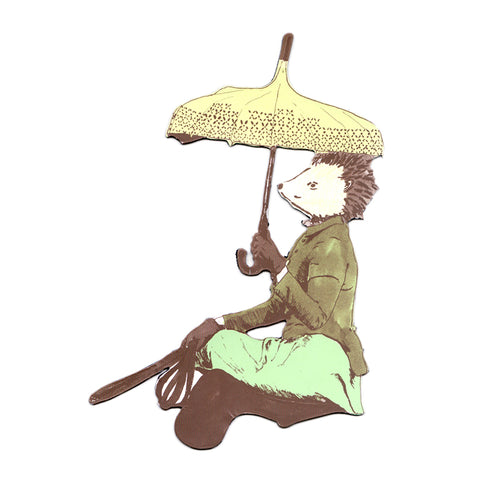 Fun Green Hedgehog Rider Magnet. Designer.