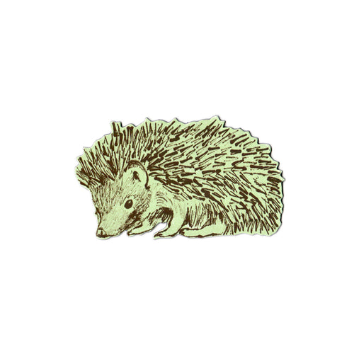 Fun, Green, Sideways Hedgehog Magnet. Designer.