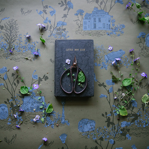Woodlands Khaki Blue Wallpaper Desk Sian Zeng