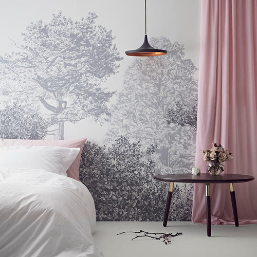 Hua Trees Grey Mural Wallpaper chambre SIAN ZENG