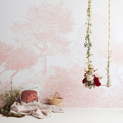 Hua Trees Pink Mural Wallpaper with swing Sian Zeng