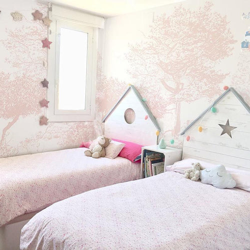 Hua Trees Pink Mural Wallpaper With Swing Sian Zeng