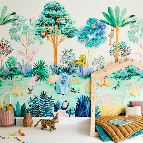 Jungle Colour Mural Wallpaper childrens room Sian Zeng