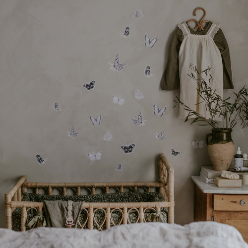 Butterfly Fabric Sticker - Grey