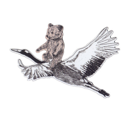 Bear Riding a Crane Magnet