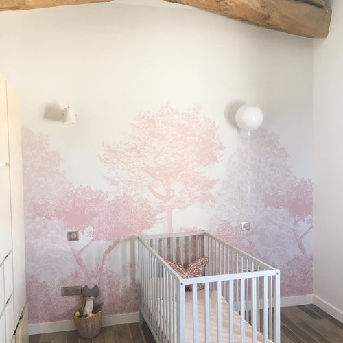Hua Trees Pink Mural Wallpaper With Swing Sian Zeng