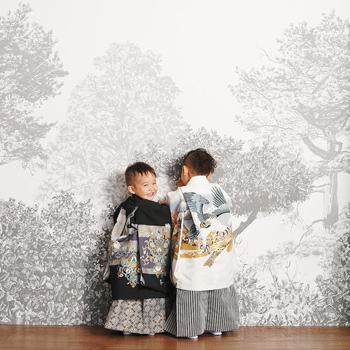 Hua Trees Grey Mural Wallpaper bedroom Sian Zeng