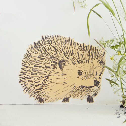 Fun Yellow Hedgehog Fabric Wall Sticker. Wall Art, Wall Decoration, Designer.